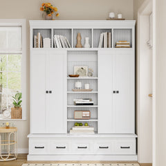 Hall Tree With Bench And 5 Storage Cubbies