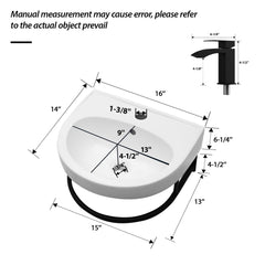 Wall Mounted Bathroom Sink With Towel Bar And Faucet - White / Black