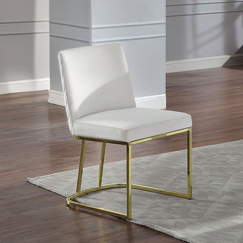 Zazie - Side Chair (Set of 2) - White Velvet & Gold