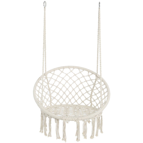 Macrame Hanging Hammock Chair, Cotton Rope Swing For Indoor And Outdoor Use