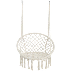 Macrame Hanging Hammock Chair, Cotton Rope Swing For Indoor And Outdoor Use