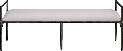 Axis - Linen Textured  Beige Fabric Upholstered Bench