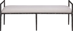 Axis - Linen Textured  Beige Fabric Upholstered Bench
