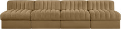 Rummi - Armless Velvet Performance Fabric Upholstered 4 Piece Modular Sofa