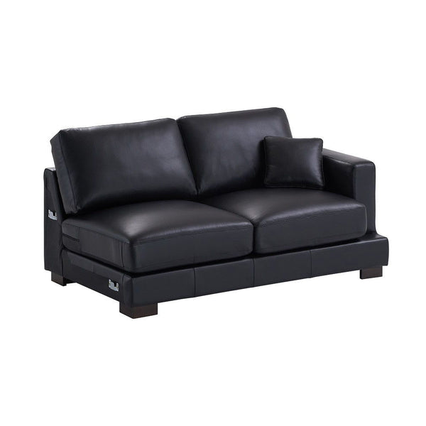 Geralyn - Sectional Sofa With 2 Pillows - Black Leather