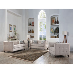 Cyndi - Loveseat With 2 Pillows - Tan Velvet