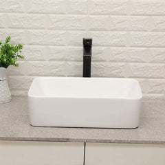 Above Porcelain Vessel Vanity Sink And Faucet Combo, 19" X 15" - White