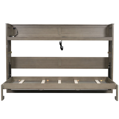 Murphy Bed With Desk, LED Light And USB Charging Station