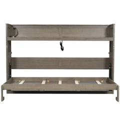 Murphy Bed With Desk, LED Light And USB Charging Station