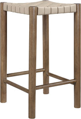 Entwine - Vegan Leather Upholstered Backless Counter Stool - Painted Brown