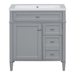 Bathroom Vanity With Top Sink, Storage Cabinet, 2 Drawers, Tip Out Drawer