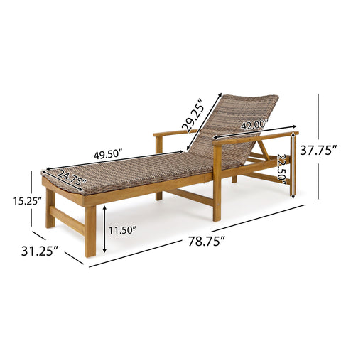 Hampton - Outdoor Chaise Lounge With Adjustable Backrest - Natural