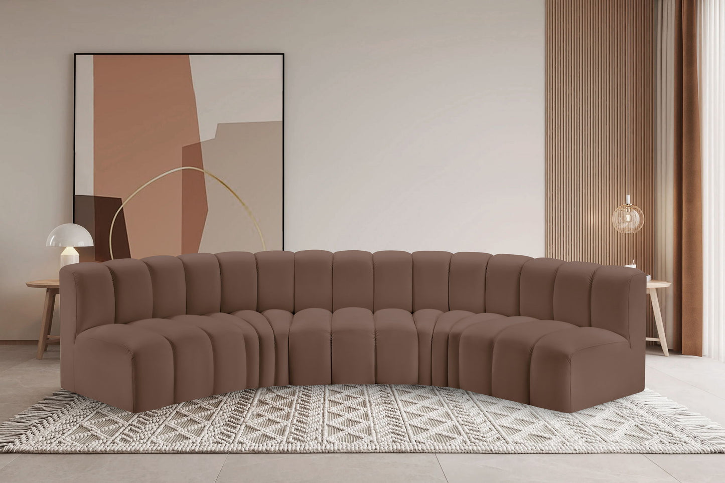 Arc - Faux Leather 5 Piece U-Shaped Modular Sofa