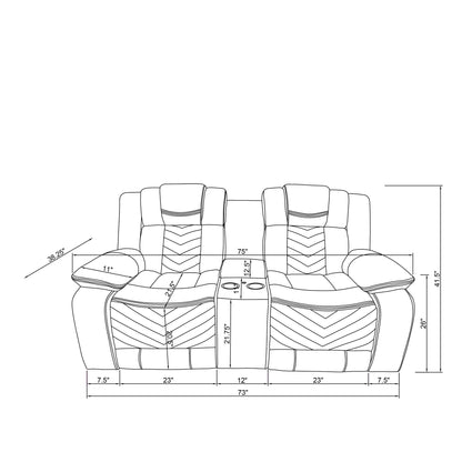 Raize - 10 Power Console Reclining Loveseat With LED And Immersive Sound - Gray