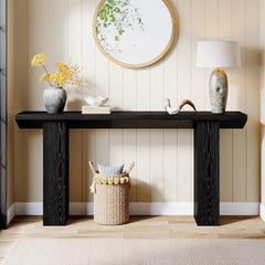 Extra Long Narrow Console Table For Entryway & Hallway - Black / White Print