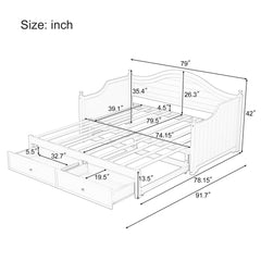 Daybed With Extendable Trundle And Storage Drawers