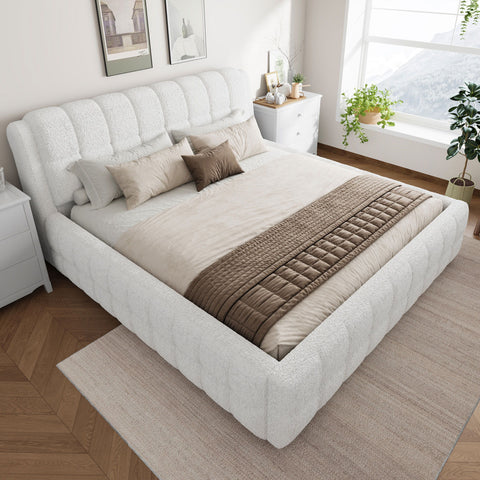 Upholstered Platform Bed With Stitching Details