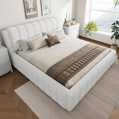 Upholstered Platform Bed With Stitching Details