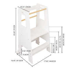 Standing Tower, Child Kitchen Step Stool Toddler, Montessori Stool Adjustable Height - White