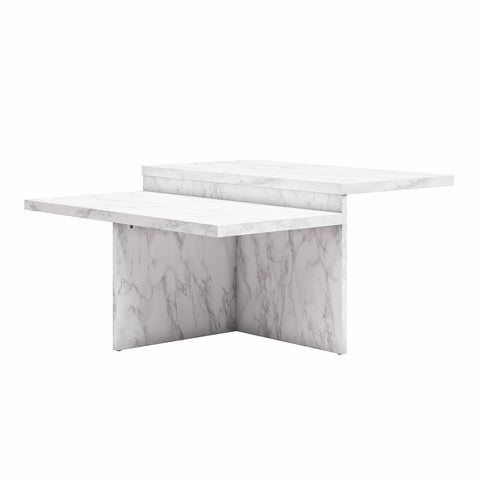 Brielle - 2 Tiered Coffee Table - White Marble