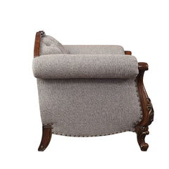 Miyeon - Loveseat With 3 Pillows - Fabric & Cherry