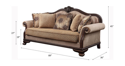 Chateau De Ville - Sofa With 5 Pillows (Same Lv01588) - Fabric & Espresso