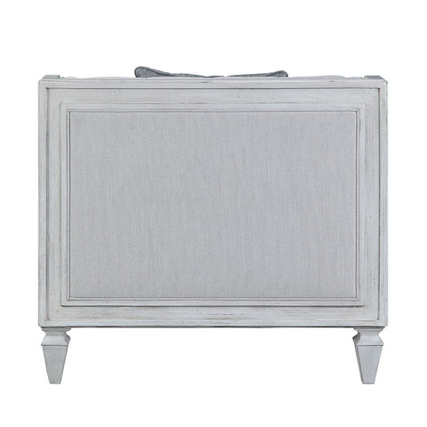 Katia - Chair With Pillow - Light Gray Linen & Weathered White