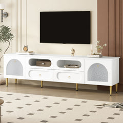 Retro TV Stand With 6 Metal Legs, 2 Cabinets, 4 Drawers And Anti-Tip Device