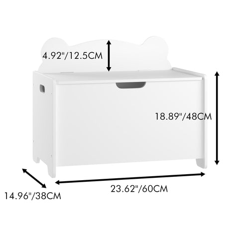 Toy Box With Bear Headboard, Organizer Storage Chest - White