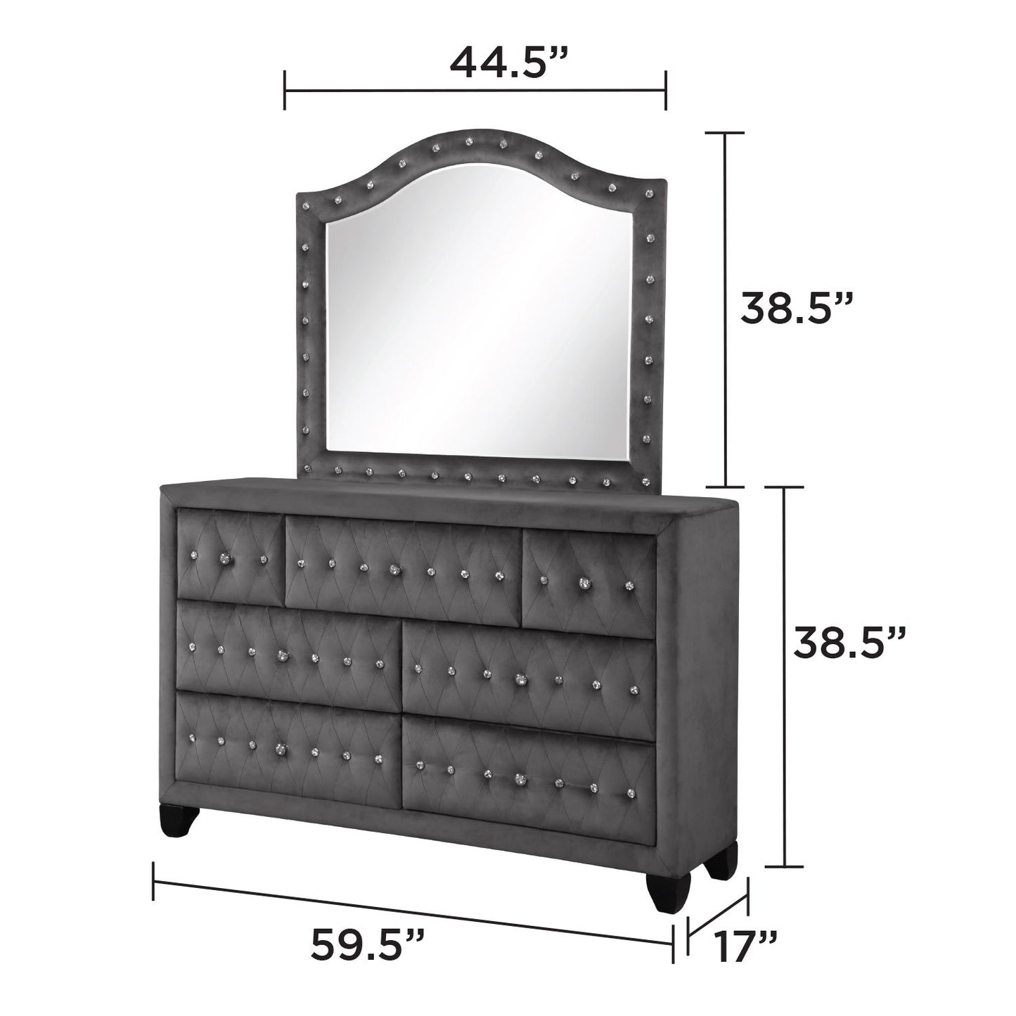 Sophia - 7 Drawer Dresser - Gray