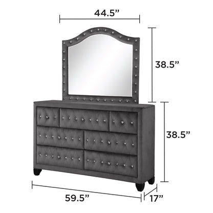Sophia - Tufted Mirror - Gray