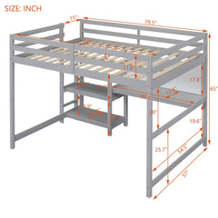Loft Bed With Shelves, Desk And Writing Board