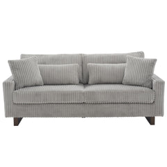 Modern Corduroy Loveseat Sofa With 4 Pillows