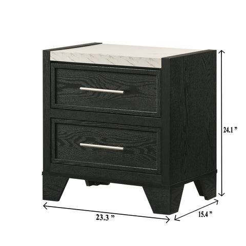 2 Drawers Nightstand - Black / White