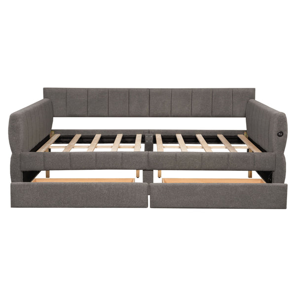 Upholstered Platform Bed With USB Charging