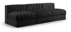 Rummi - Velvet Performance Fabric Upholstered 3 Piece Modular Armless Sofa