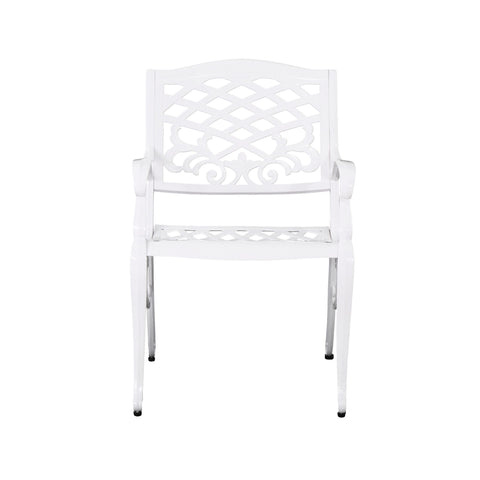 Unravel - Outdoor Arm Chair With Scroll Design And Floral Accents (Set of 2) - White