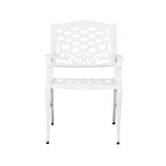 Unravel - Outdoor Arm Chair With Scroll Design And Floral Accents (Set of 2) - White