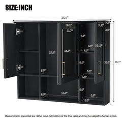 Modern Wall Mounted Medicine Cabinet With Adjustable Shelves, Soft Close Doors, High Define Mirror