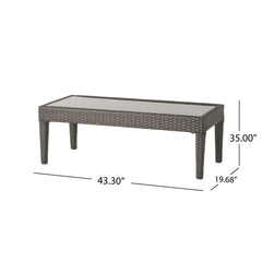 Contemporary Antibes Loveseat & Table Set Outdoor - Gray