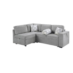 Convertible Sectional L-Shaped Sofa With Dual Pull-Out Sleepers, Flip-Top Table, USB Ports, Cup Holder & Storage