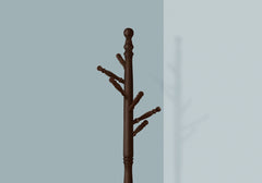 Free Standing Coat Rack 6 Hooks For Entryway With Umbrella Holder - Cherry