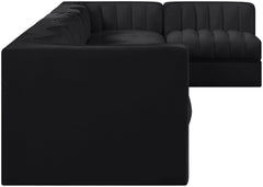 Rummi - Velvet Performance Fabric Upholstered 7 Piece Modular Sectional, L-Shaped (Right)