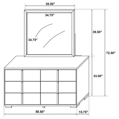 Jeremiah - 6 Drawer Dresser With Mirror - Black