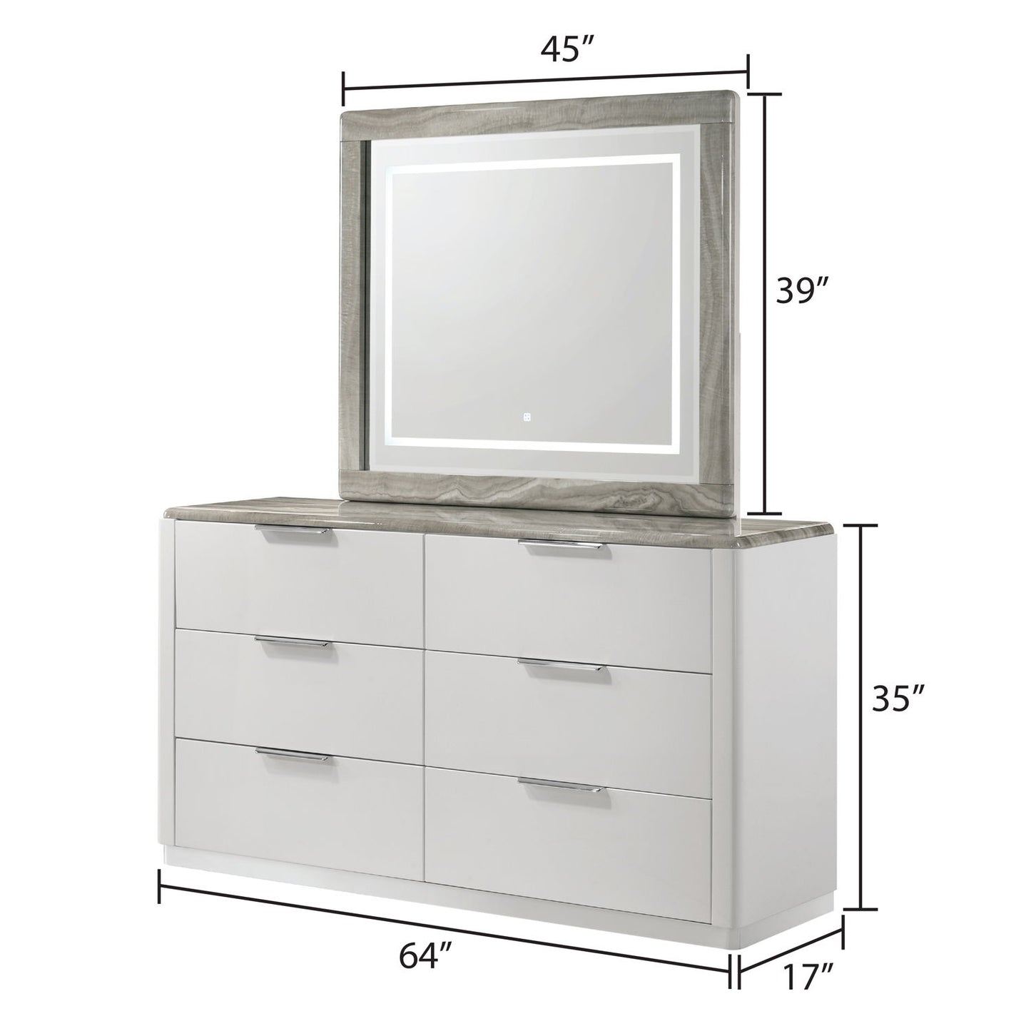 Jazz - LED Mirror With Touch Sensor Switch (Dresser Not Included) - White