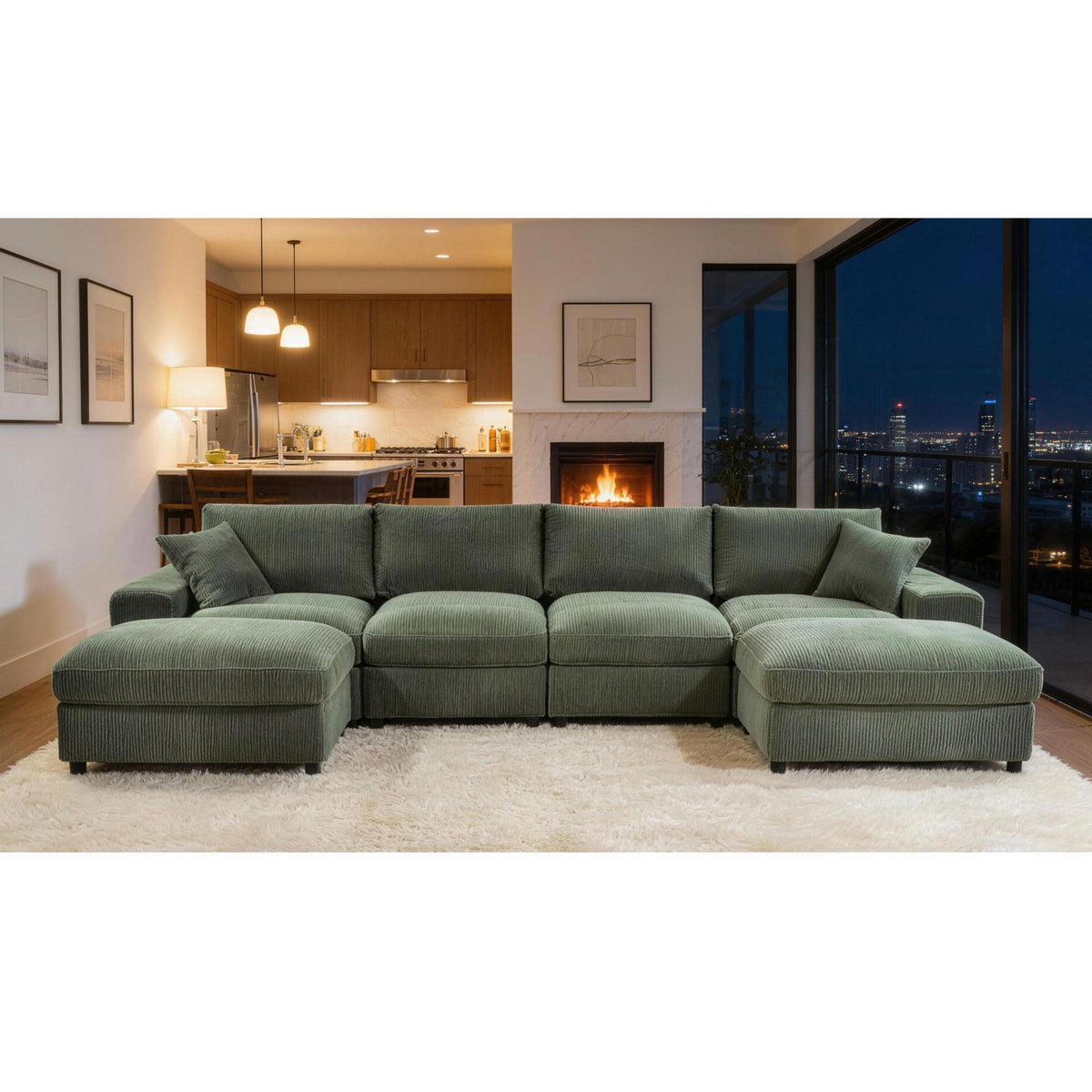 Sectional Sofa With 2 Ottomans And Toss Pillows