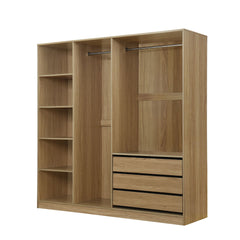 Doorless Storage Wardrobe For Dedroom With Shelves And 3 Drawers