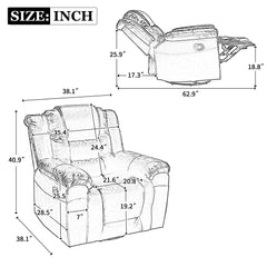 360° Swivel And Rocking Home Theater Recliner Manual Recliner Chair With Wide Armrest For Living Room