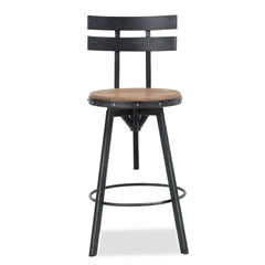 Industrial Modern Swivel Barstool With Adjustable Height - Black / Natural
