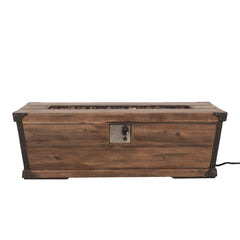 Outdoor Patio Rectangle Gas Burning Fire Pit 50, 000 Btu, Wood Pattern - Brown